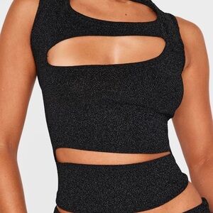 PrettyLittleThing Black Cut-Out Tank Top